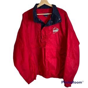 LA LOVING Large Nylon Iowa State‎ Cyclones Red Windbreaker Coaches Jacket Henley